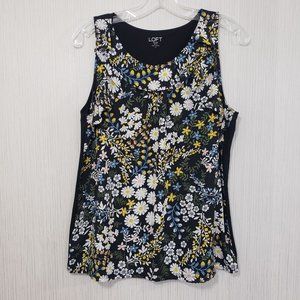 Loft Outlet Daisy Floral Print with Ruffle Trim Sleeveless Blouse